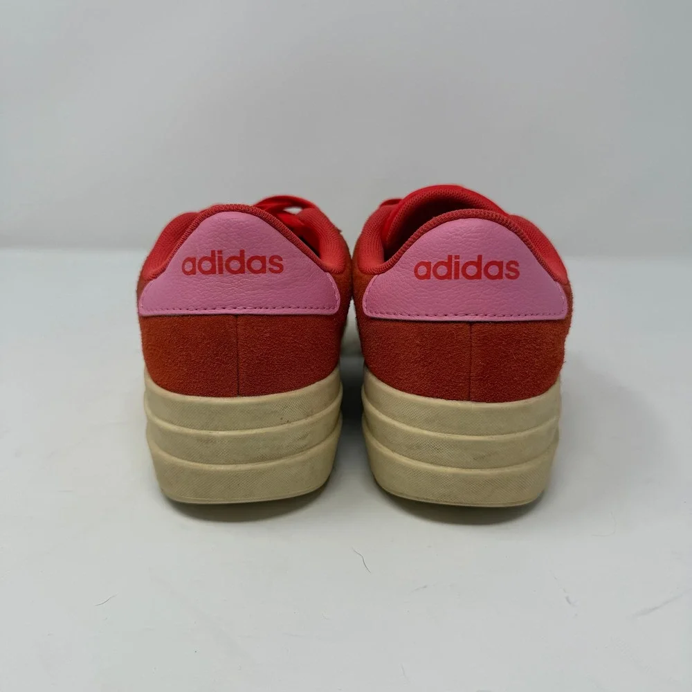 Adidas VL Court Bold Platform Sneaker Red Pink Suede Low Top Women Size 7